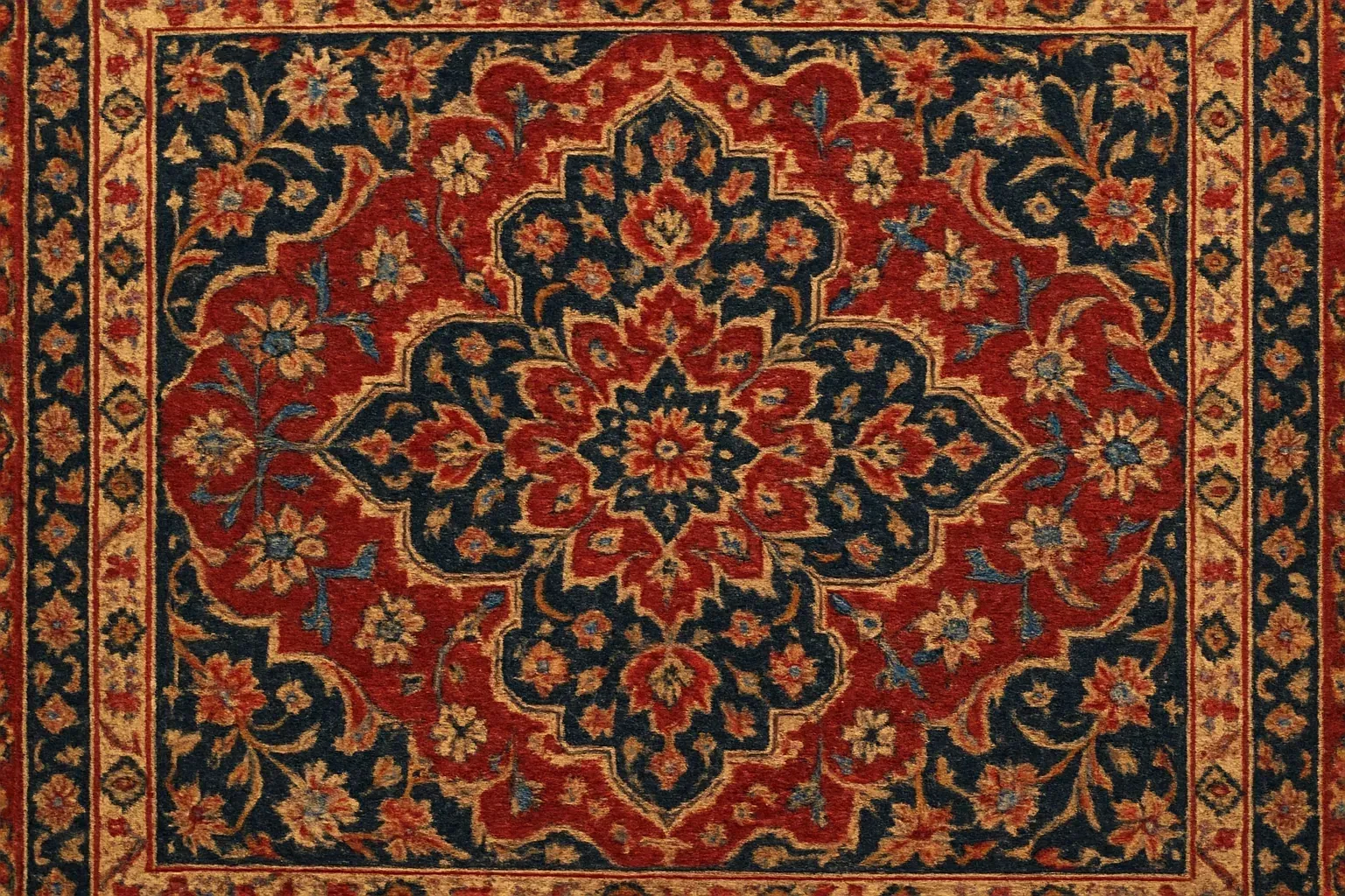 A beautiful persian rug on a hardwood floor